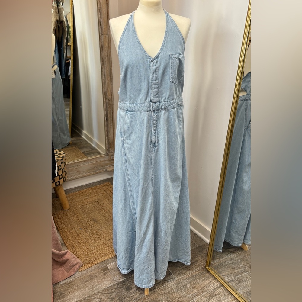 Denim Halter Maxi Dress